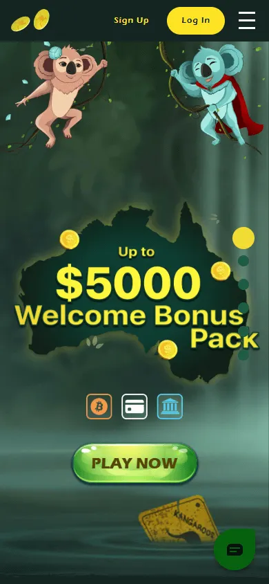 Two Up Casino home screen on a mobile device